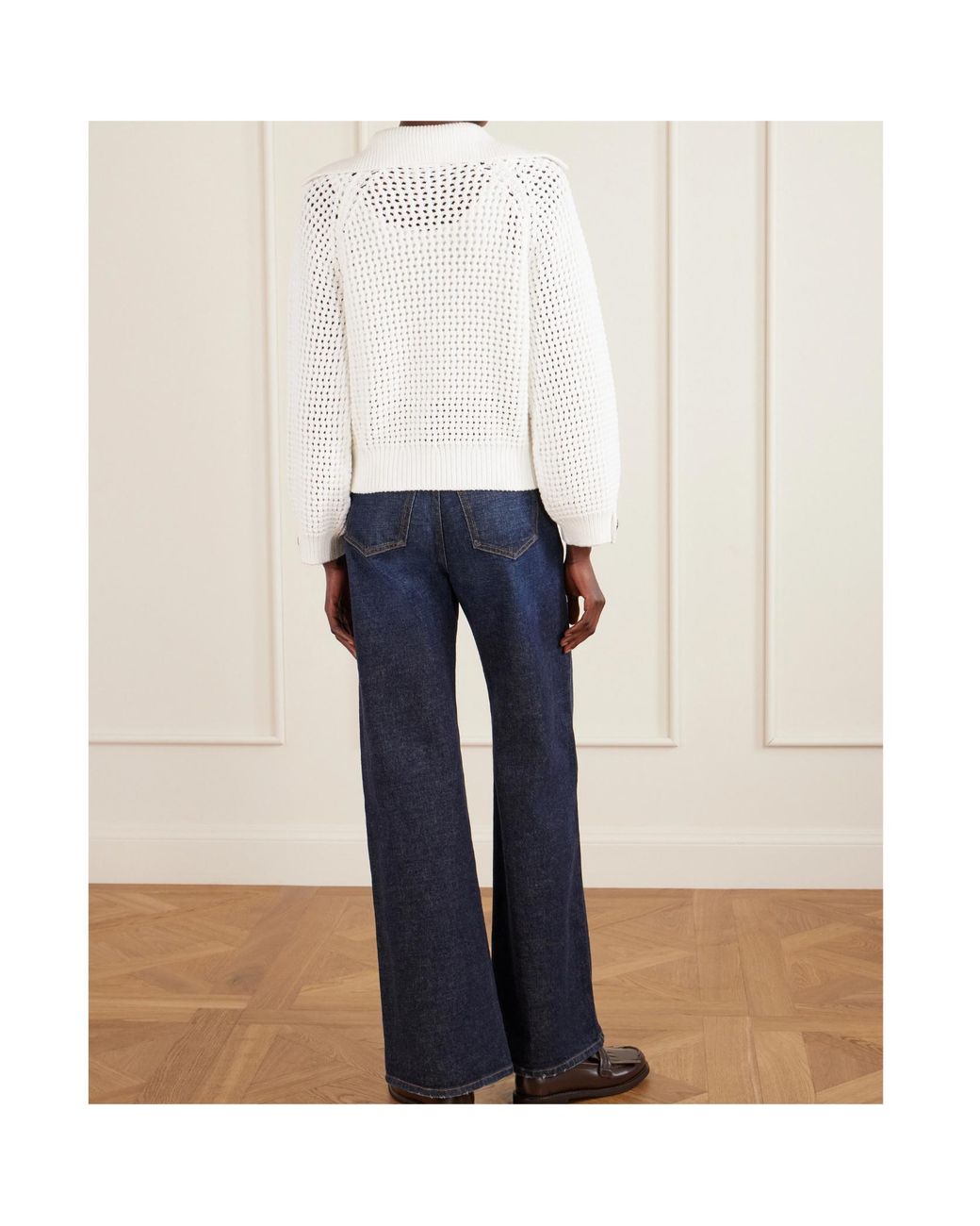 Brunello Cucinelli White V-Neck Knitted Sweater