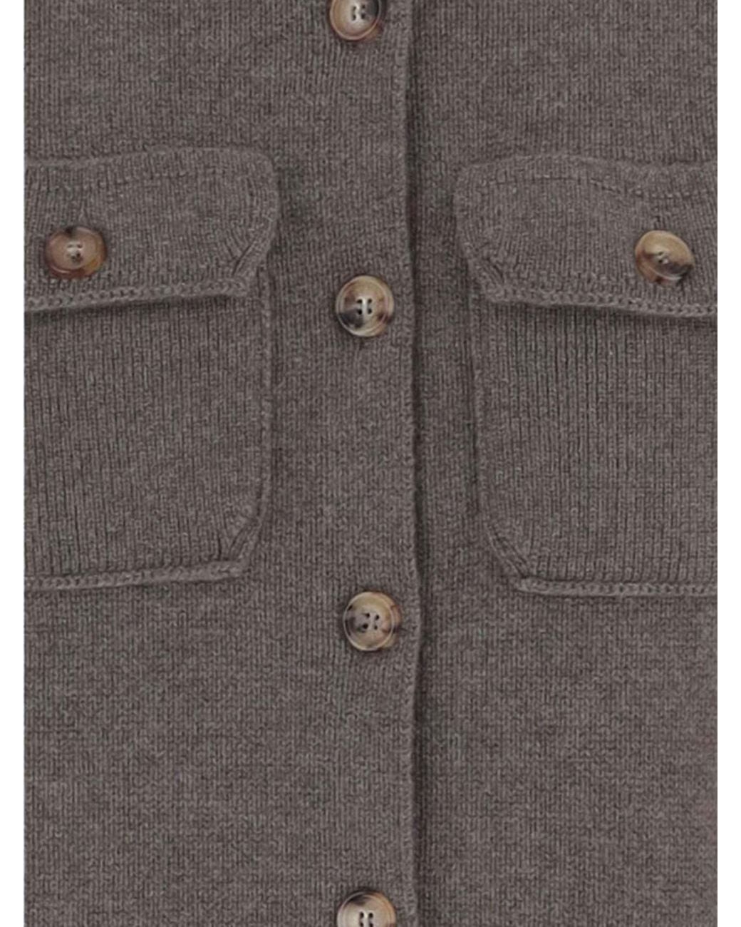 arch4 Gray Single-Breasted Knit Cardigan
