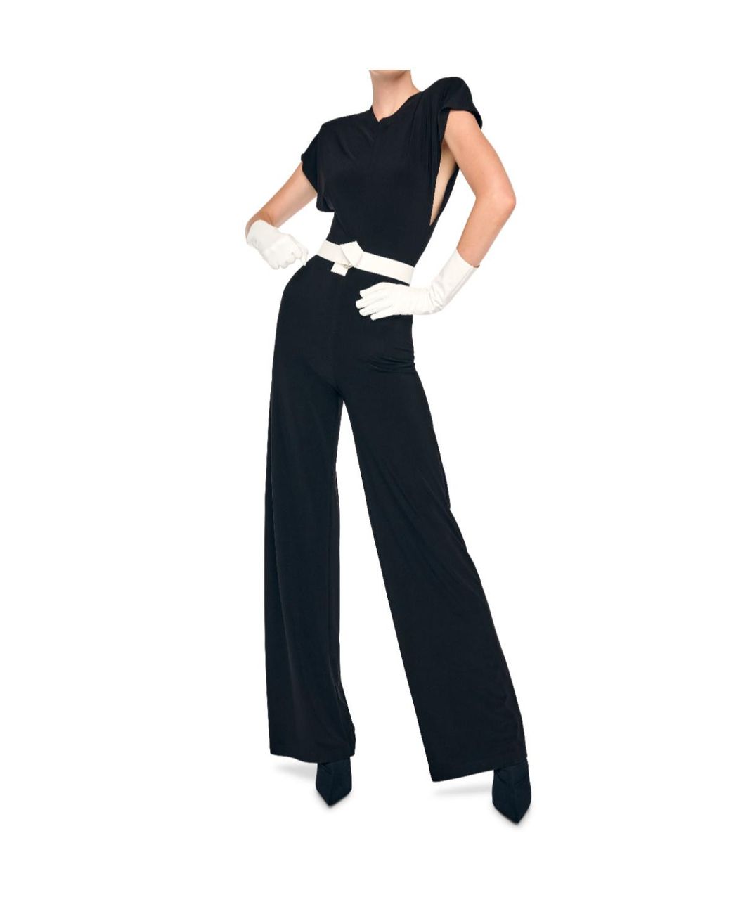 Norma Kamali Blue Cap Sleeve Wide-Leg Jumpsuit