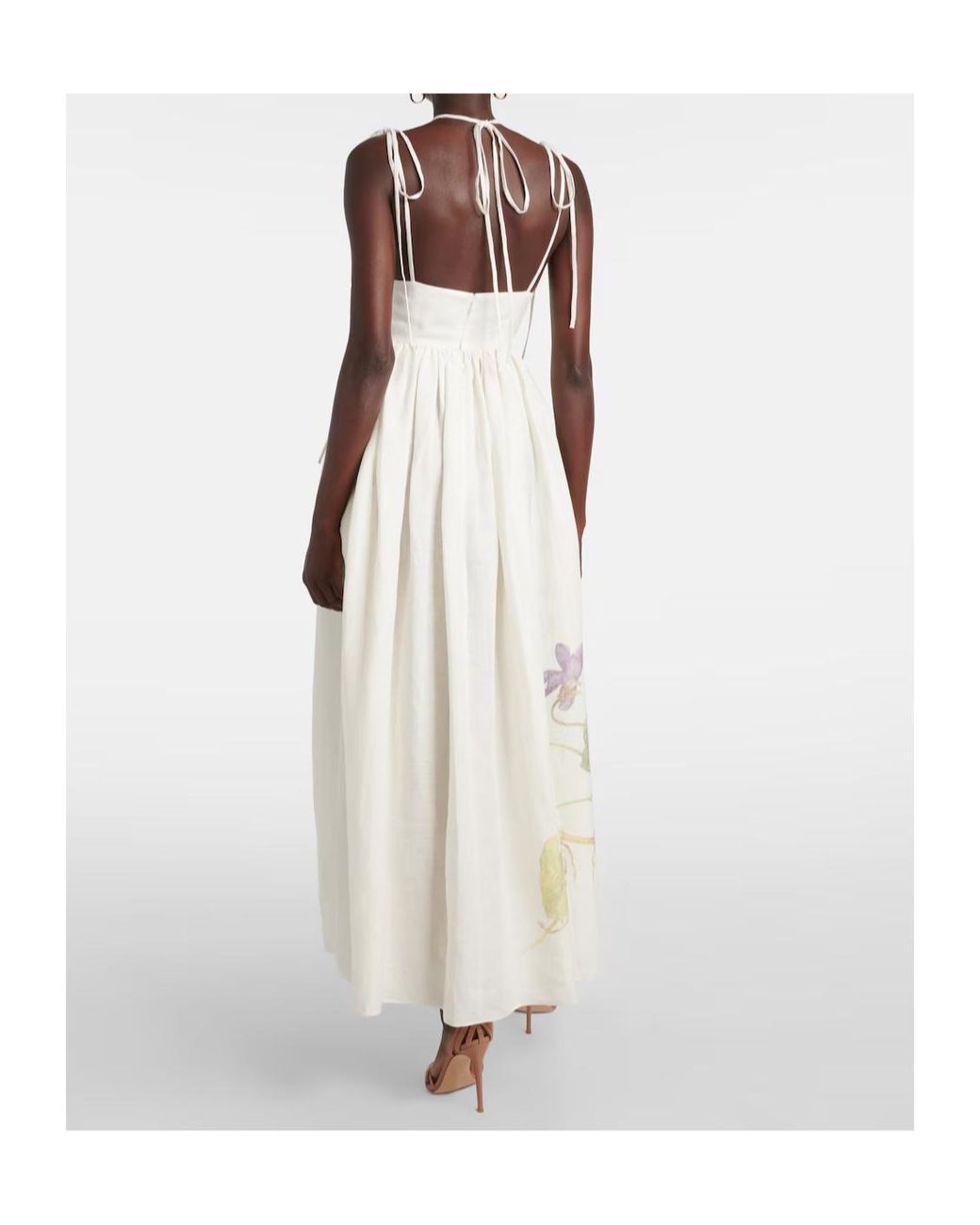 Erdem White Floral Linen Maxi Dress