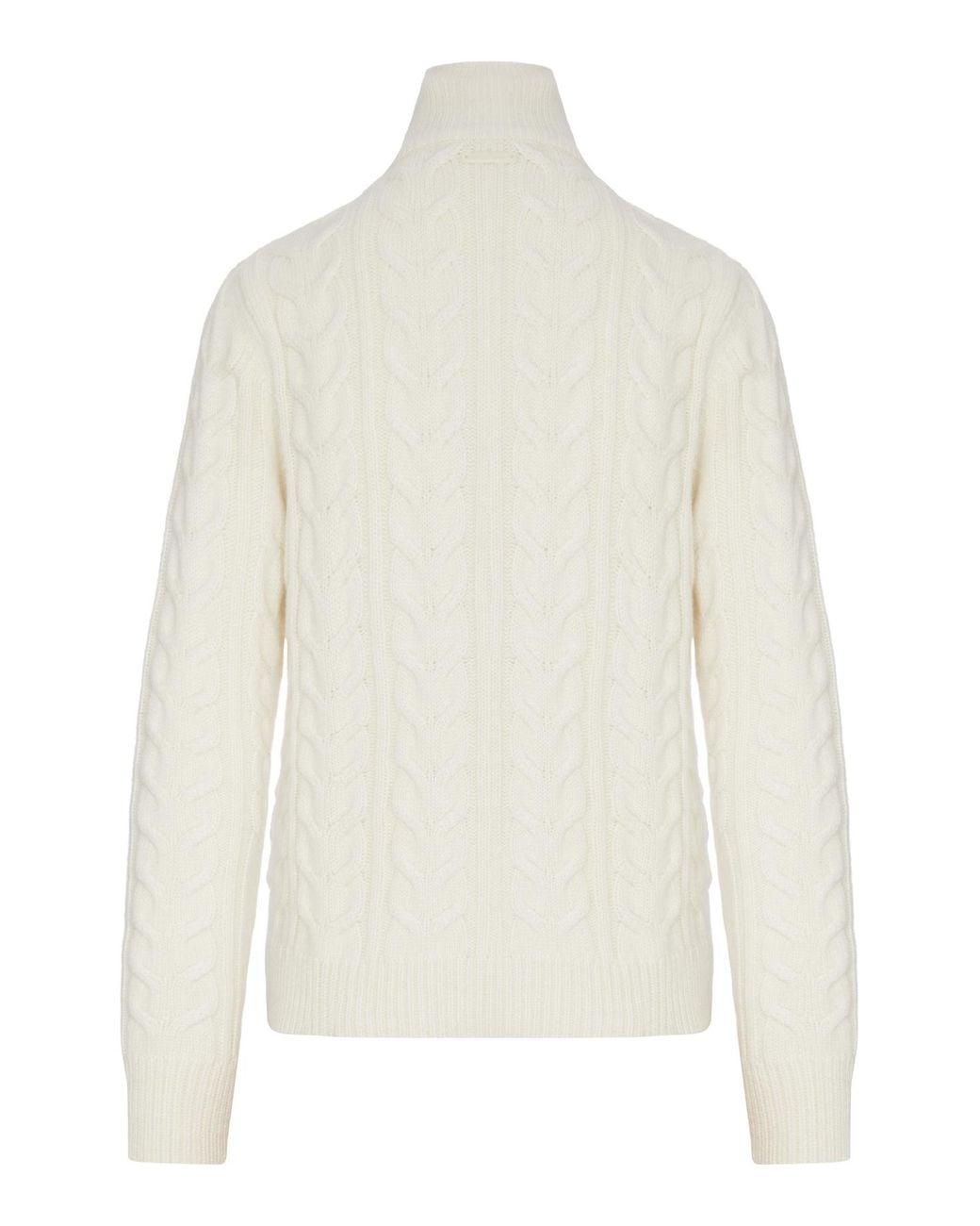 Max Mara White Libero Zip Detailed High Neck Jumper