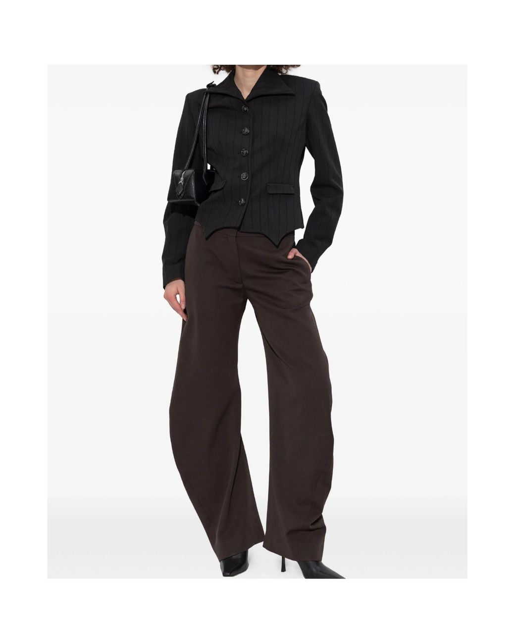 AVAVAV Black Pinstriped Tailored Jacket