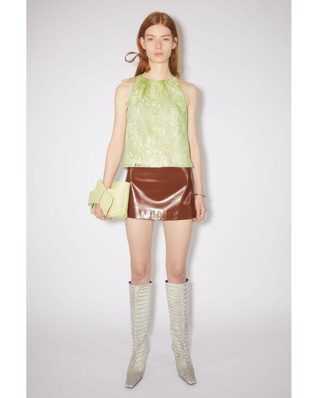 Acne Brown Zippered High-Rise Mini Skirt