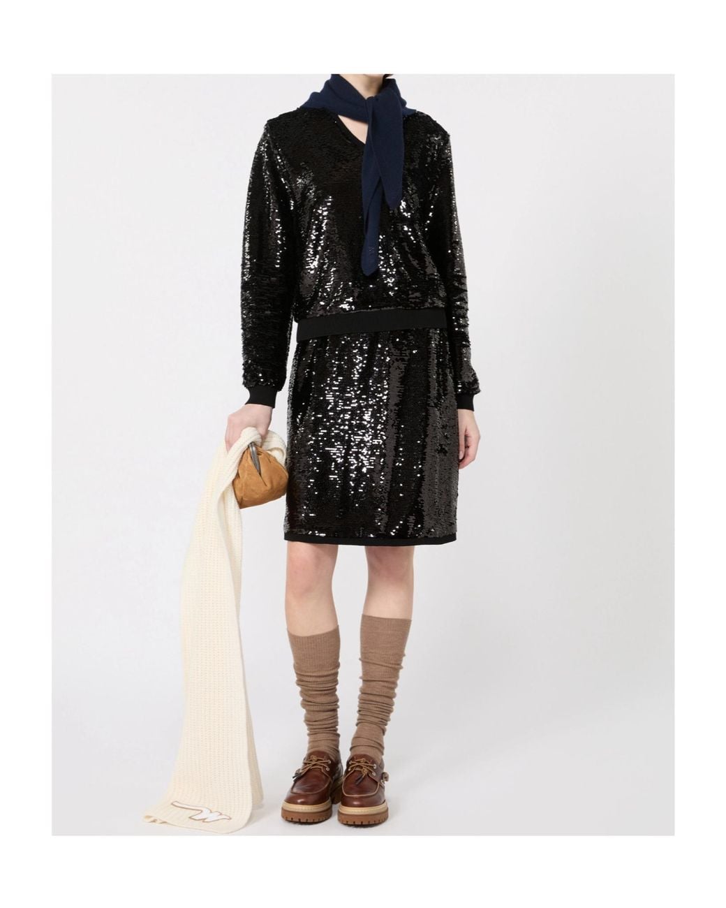 Weekend by Maxmara Black Jersey And Sequin Blouse