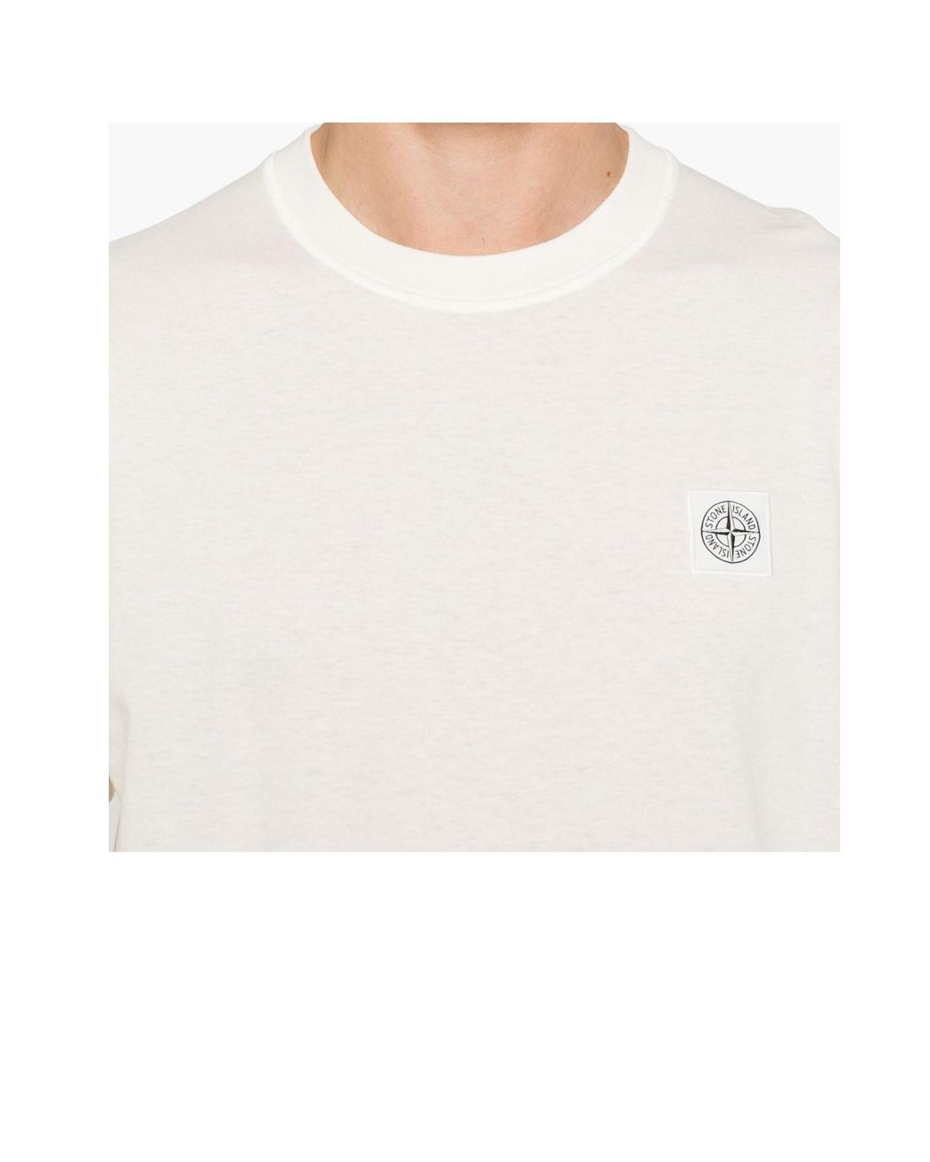 Stone Island White Compass-Motif Crewneck T-Shirt for men