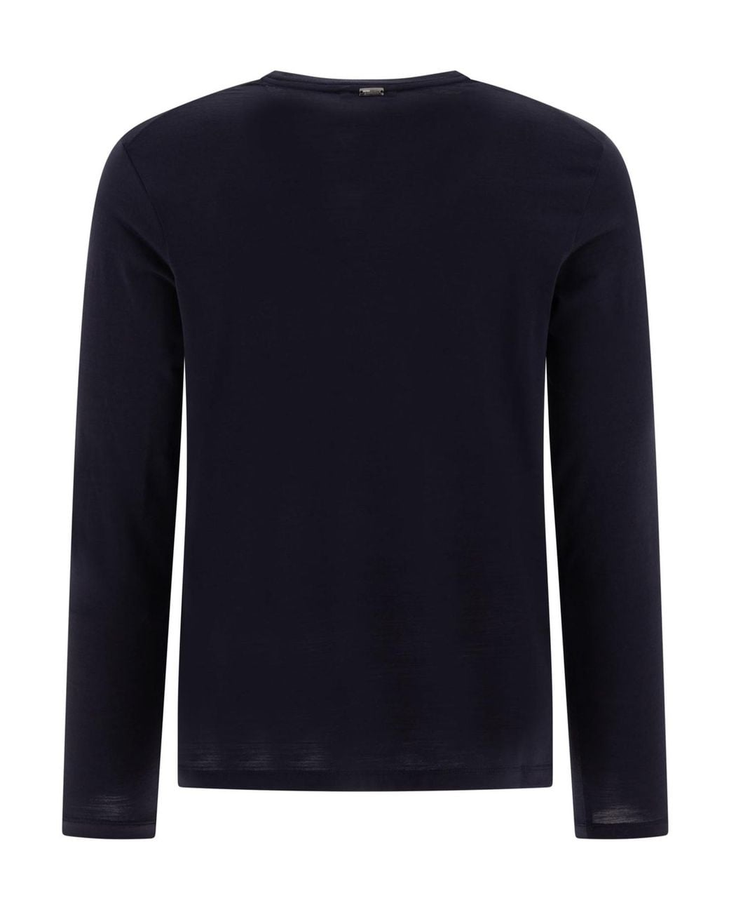 Herno Blue Long-Sleeved Crewneck Knitted T-Shirt for men