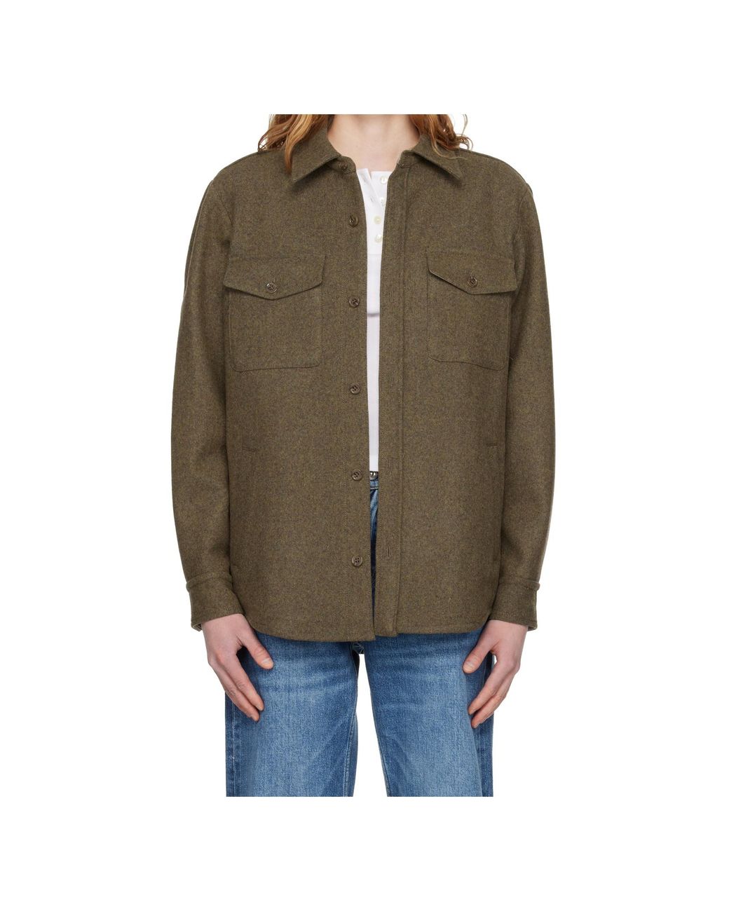 A.P.C. Green Wool Collar Shirt
