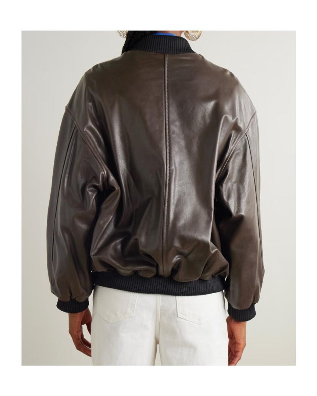 Nour Hammour Black Marly Leather Bomber Jacket