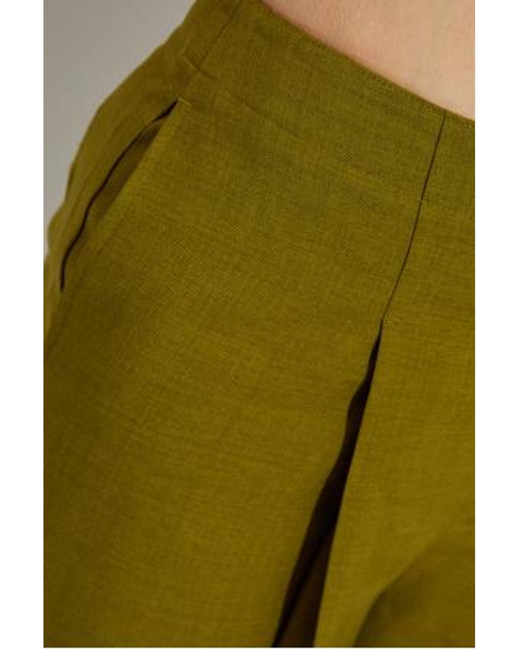 Theory Green Wide-Leg Cropped Creased Trousers