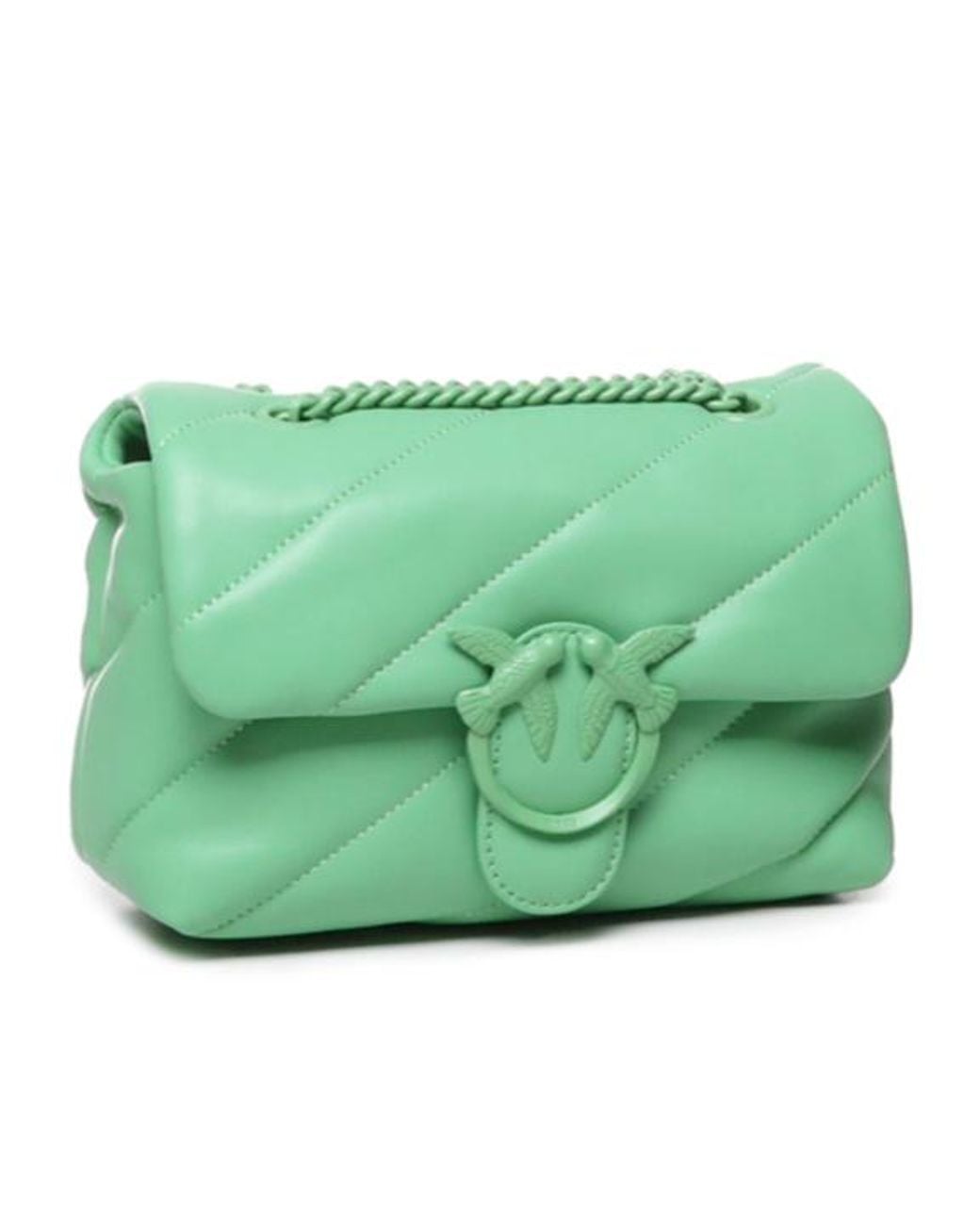 Pinko Green Love Bird Quilted Crossbody Bag