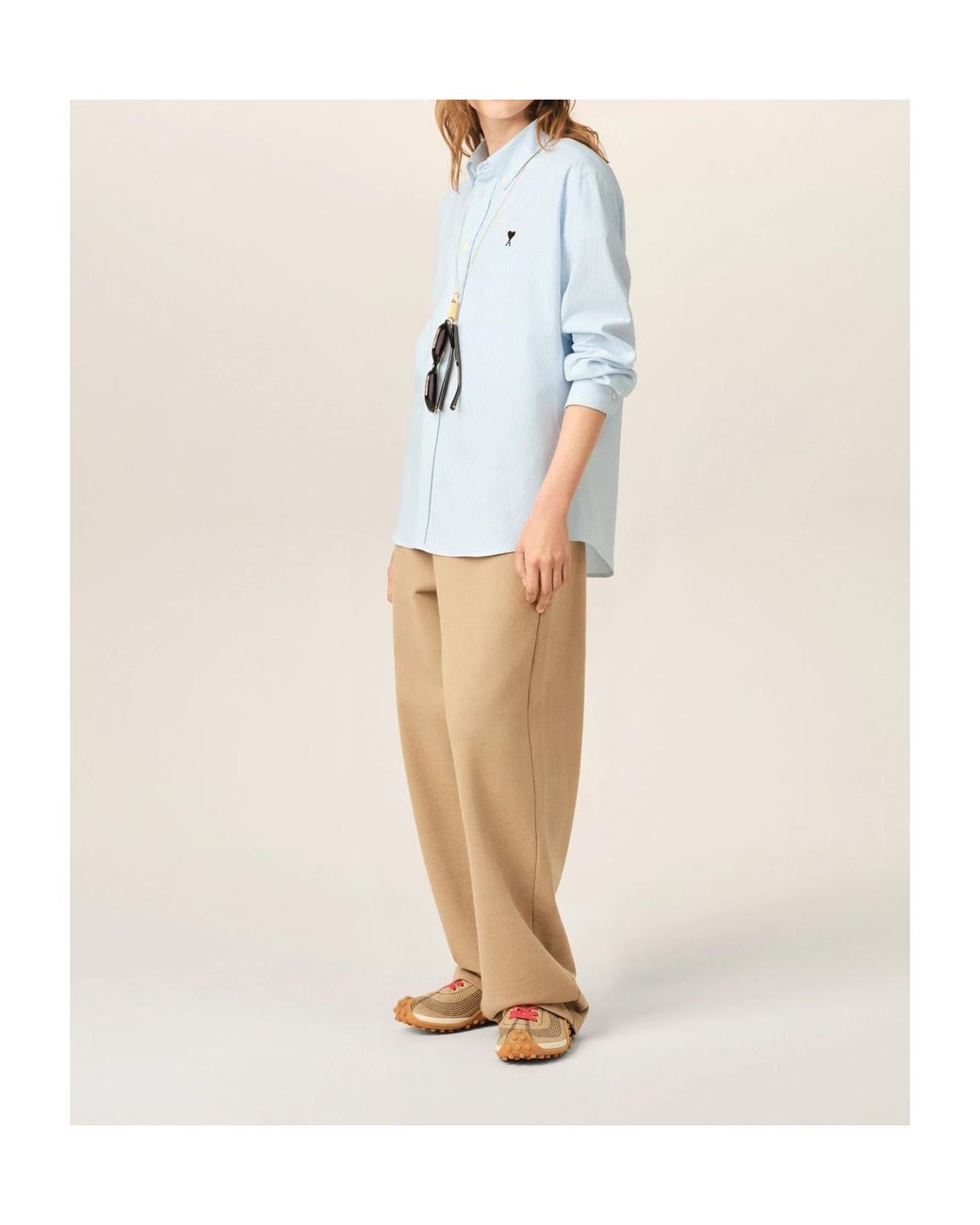 AMI Blue Ami Ami De Coeur Striped Shirt for men