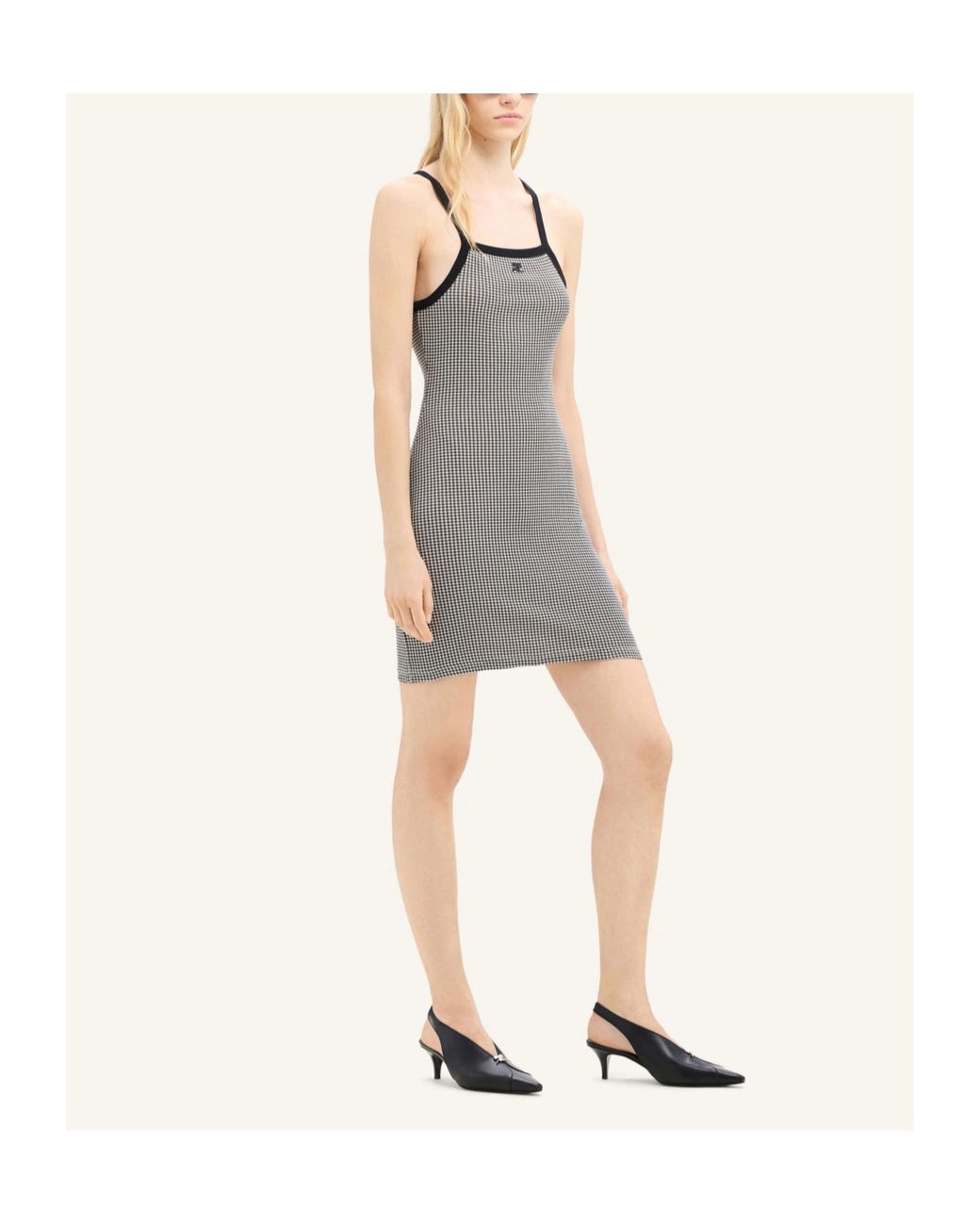 Courreges Gray Courrèges Houndstooth-Pattern Straight Hem Mini Dress