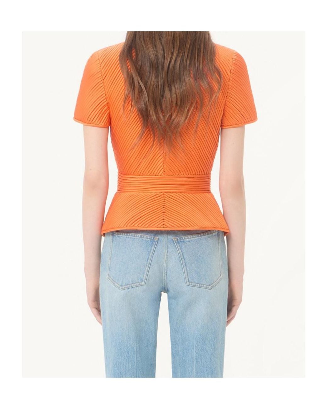 Valentino Orange Embroidered Tulle Illusion Jacket