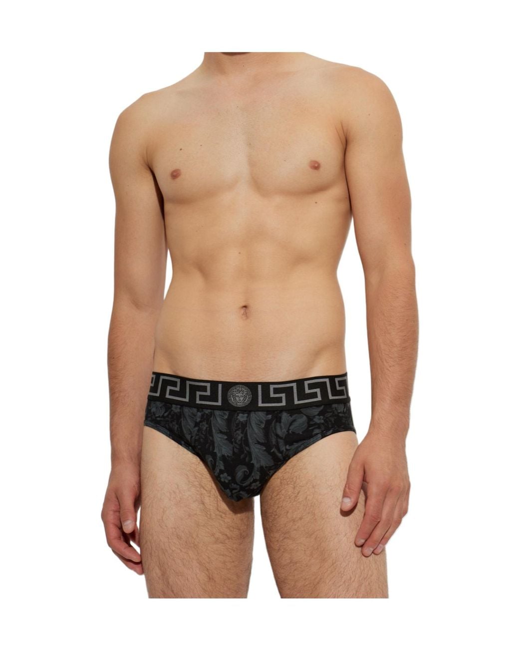 Versace Black Baroque Logo Briefs for men
