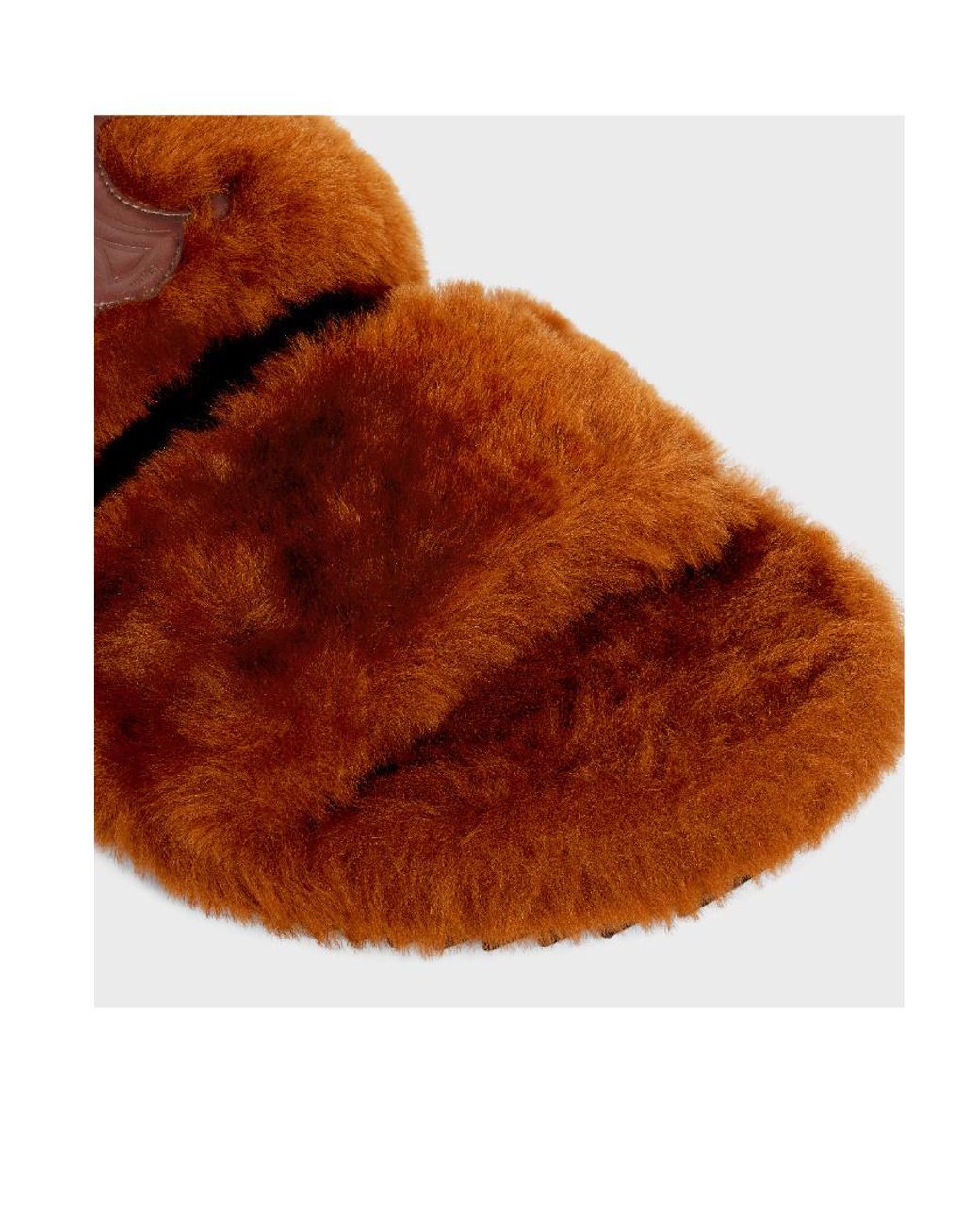 Céline Brown Fur Slides Triomphe