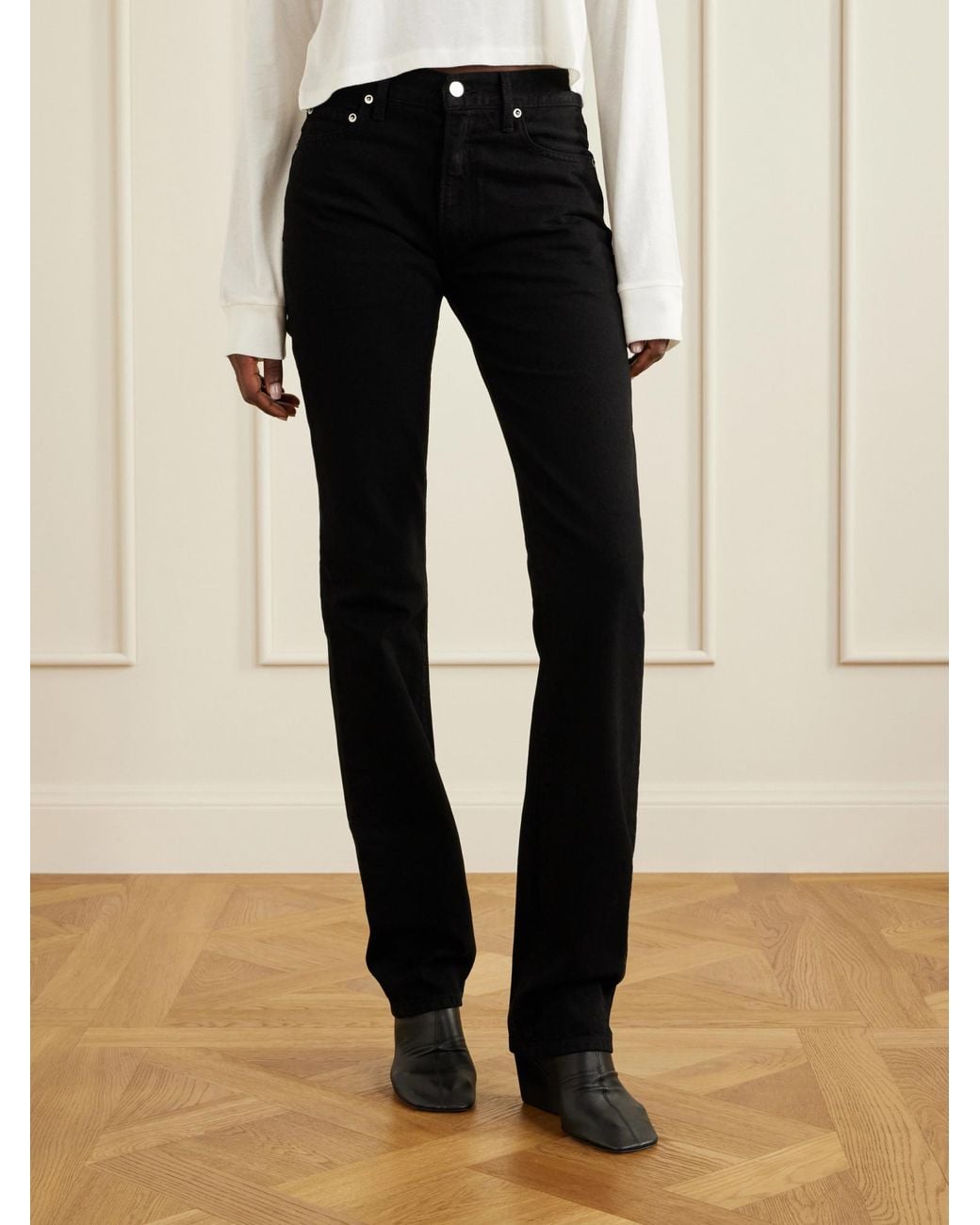 ÉTERNE Black Chloe High-Rise Straight-Leg Jeans