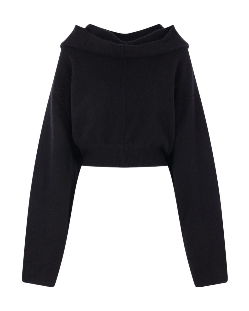 Rick Owens Black Maglia Cropped Hooded Sweater