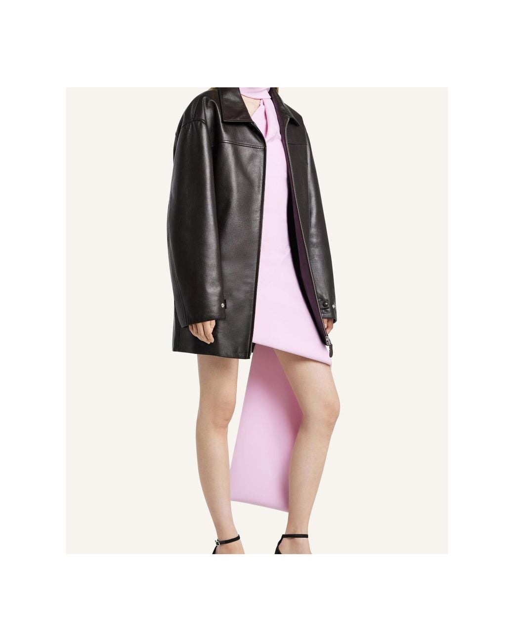 Courreges Black Oversized Leather Jacket