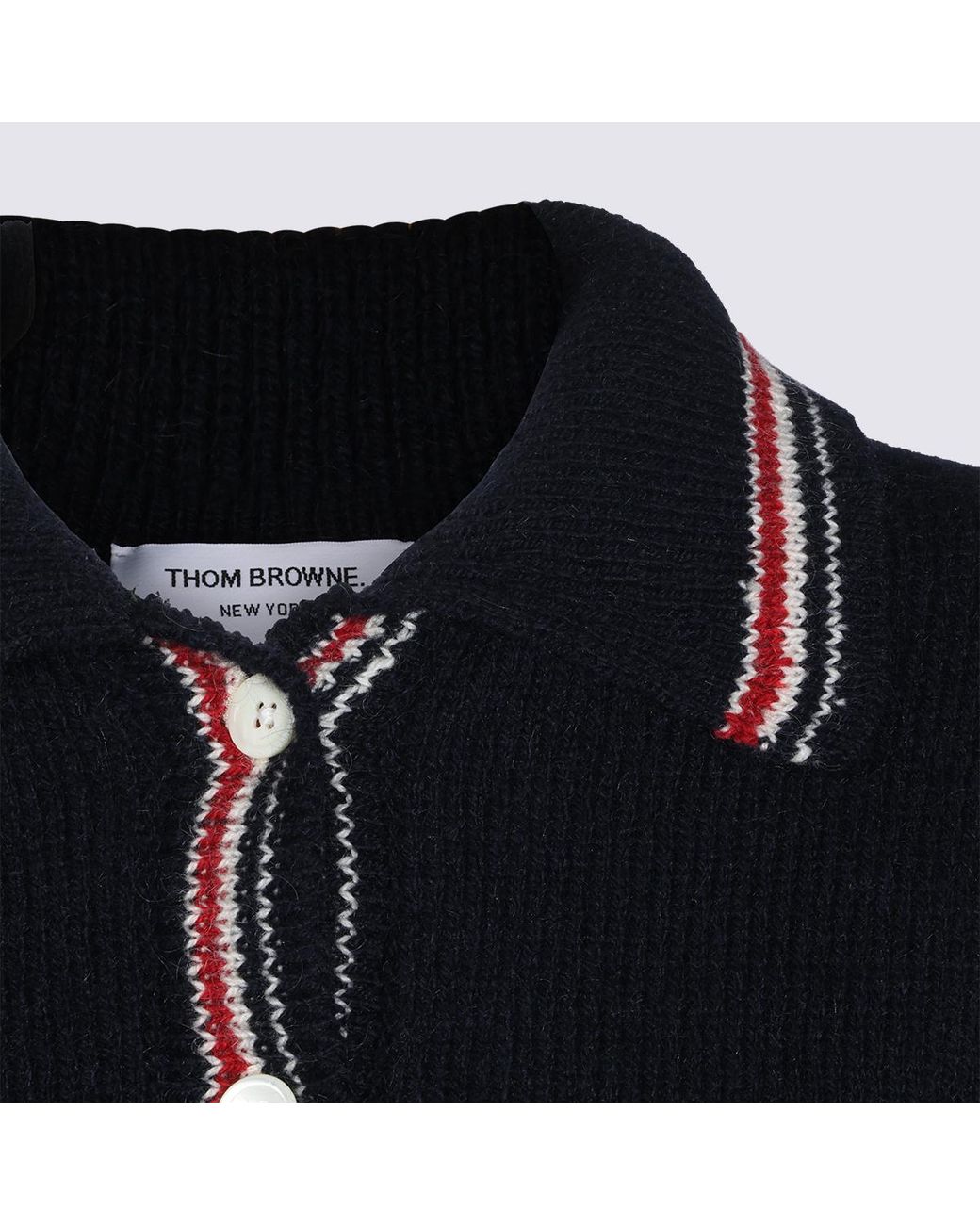 Thom Browne Blue Hector Pointelle-Knit Cardigan