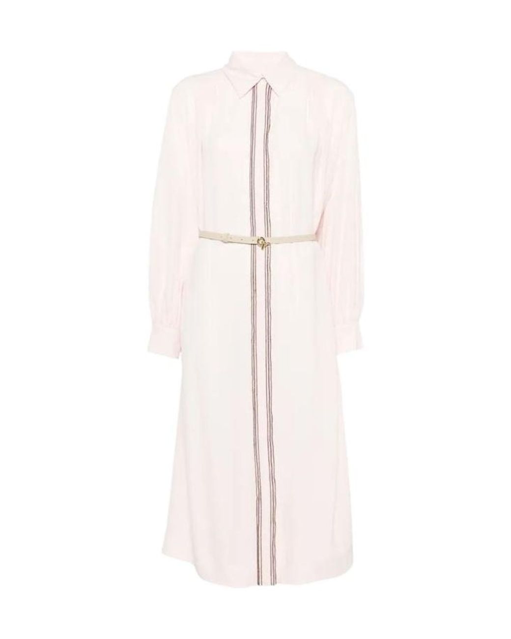 Fabiana Filippi Pink Belted Contrast-Trim Midi Dress