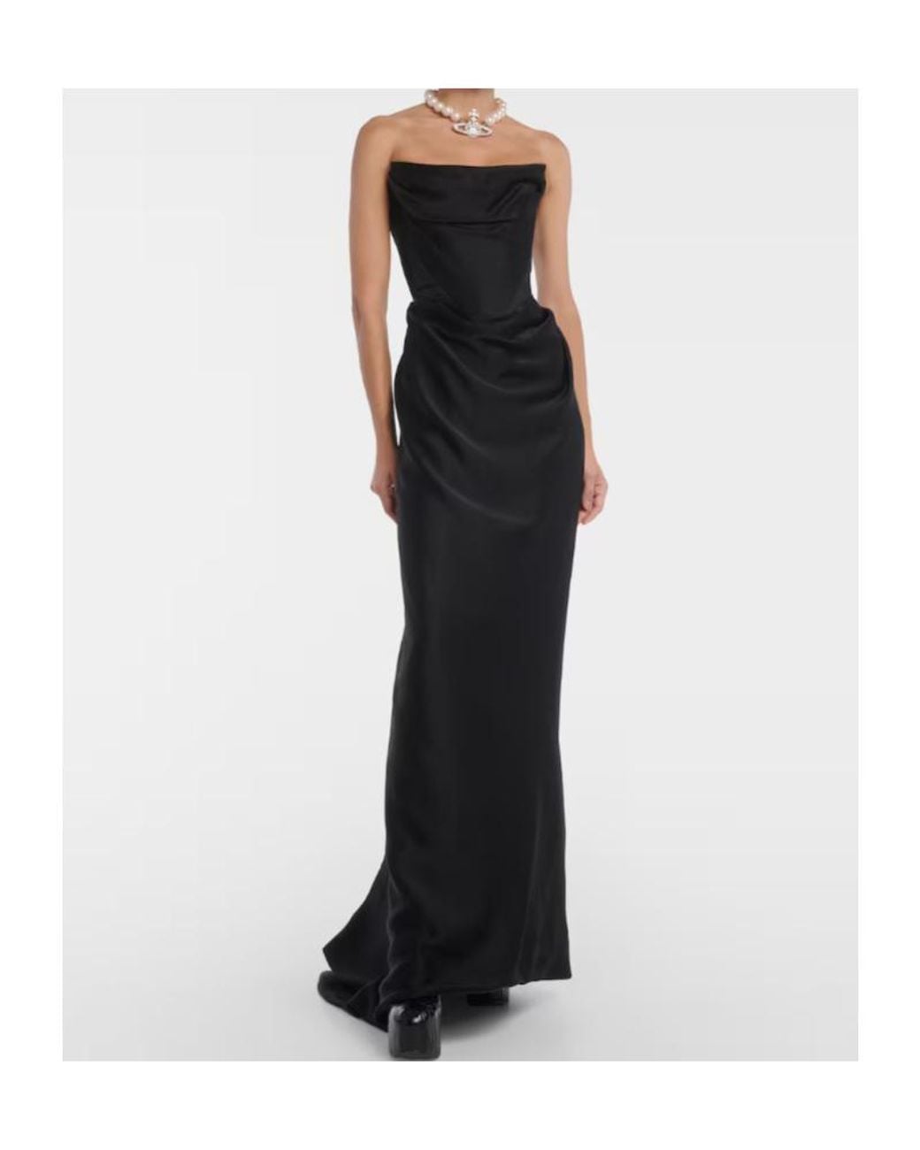 Vivienne Westwood Black Off-Shoulder Satin Gown