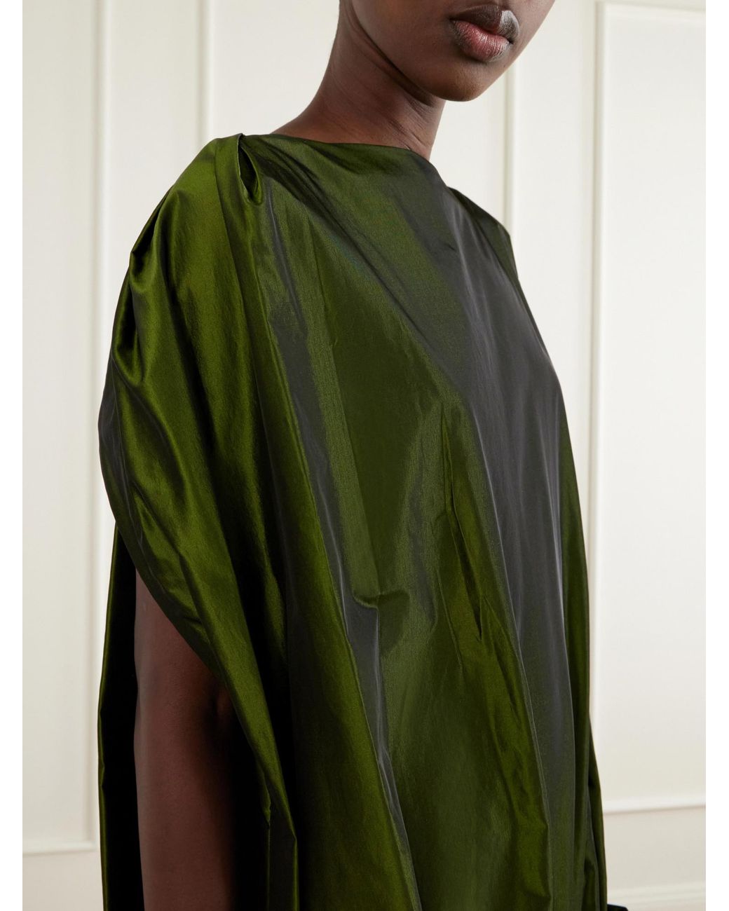 Simone Rocha Green Bow-Detailed Taffeta Midi Dress