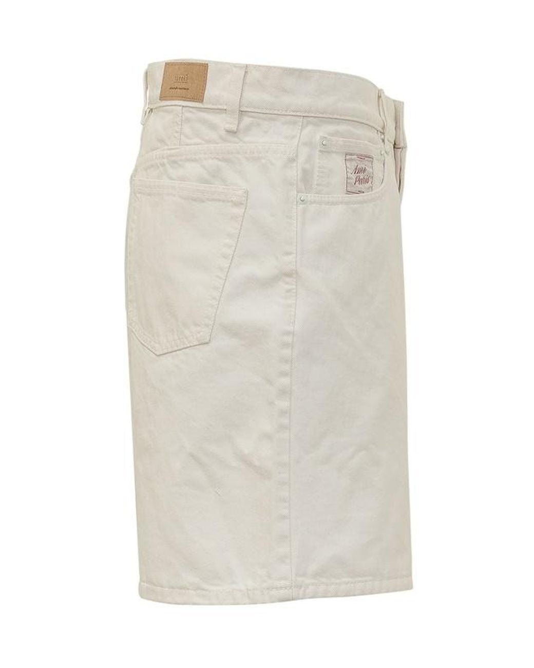 AMI White Ami Relaxed Denim Shorts for men