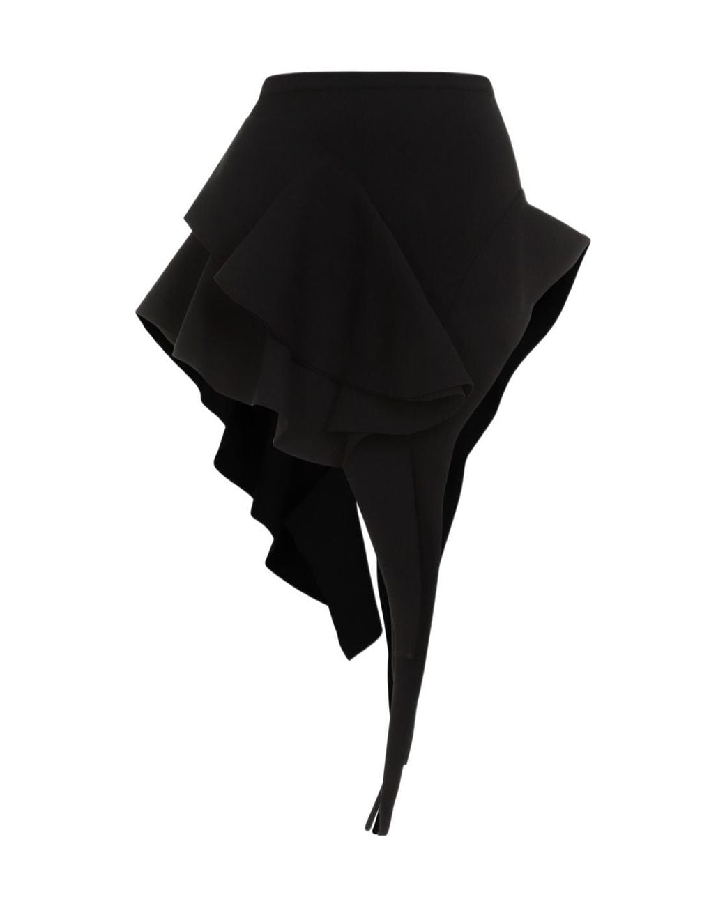 Mugler Black Asymmetric Knitted Mini Skirt