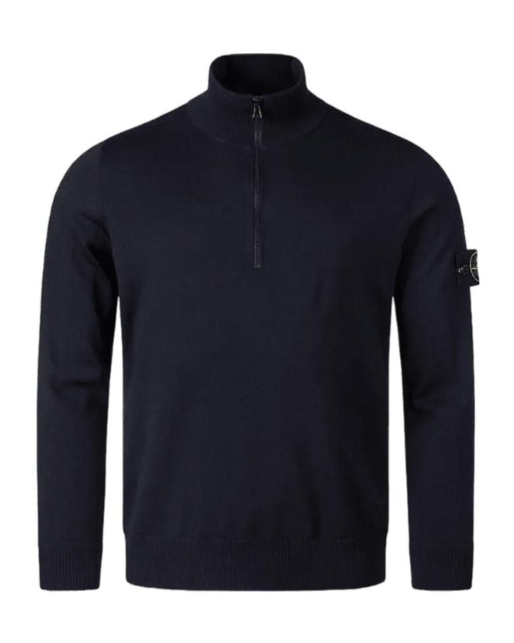 Stone Island Blue Zip-Neck Sweater for men