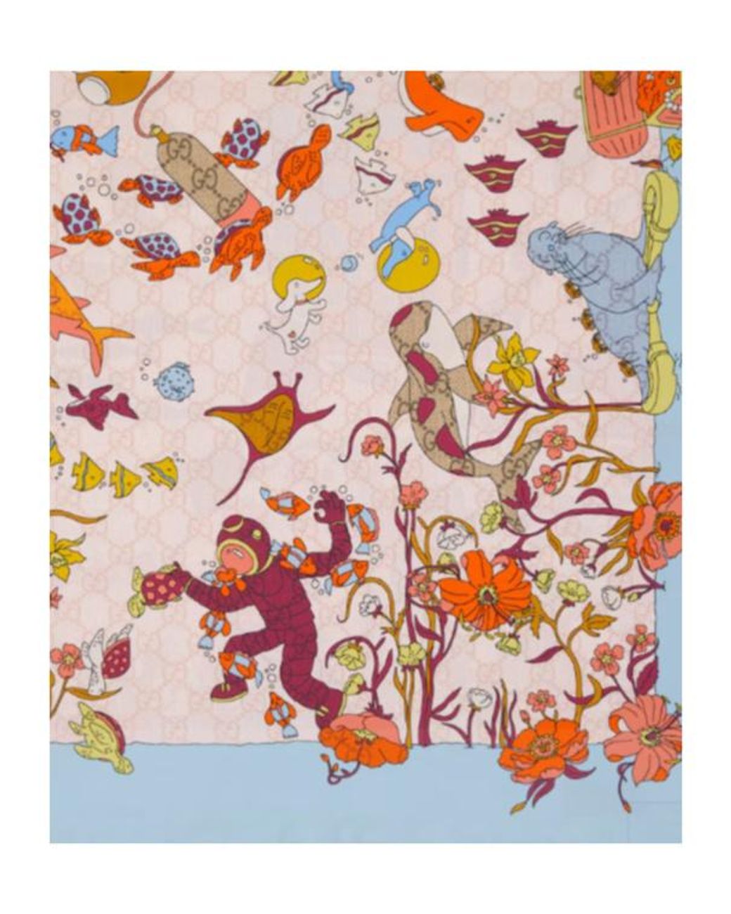 Gucci White Pattern Scarf