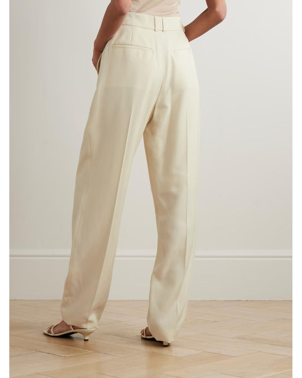 Joseph White Rayen Pleated Wide-Leg Pants