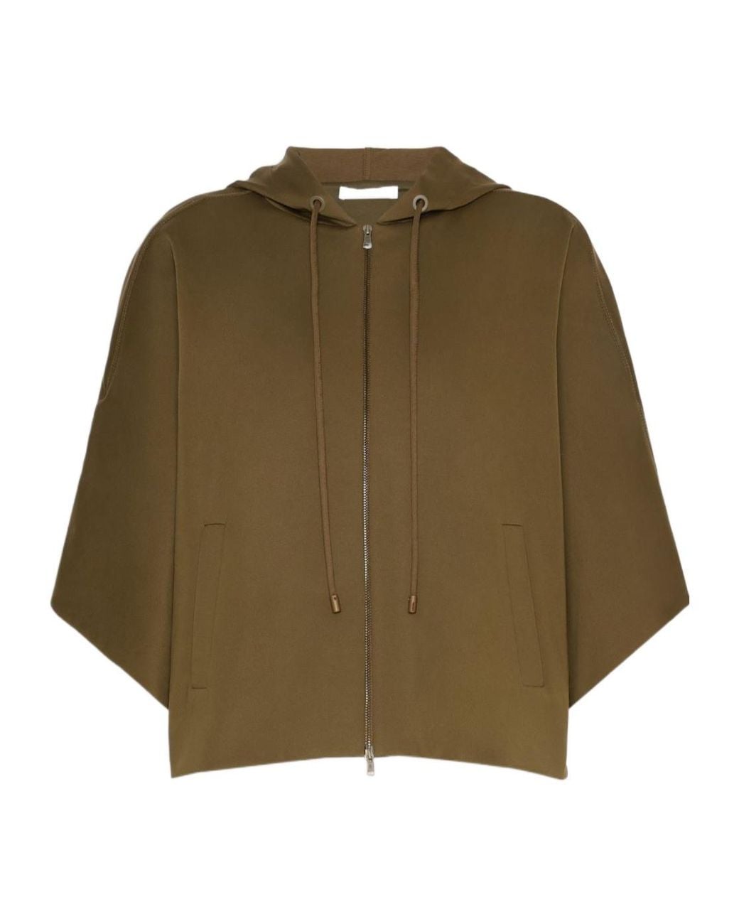 Max Mara Green Fidato Zip-Up Hooded Sweatshirt