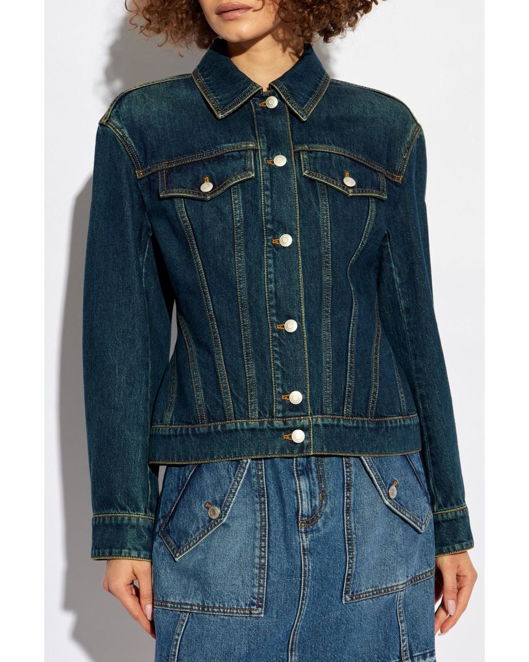 McQueen Blue Buttoned Denim Jacket