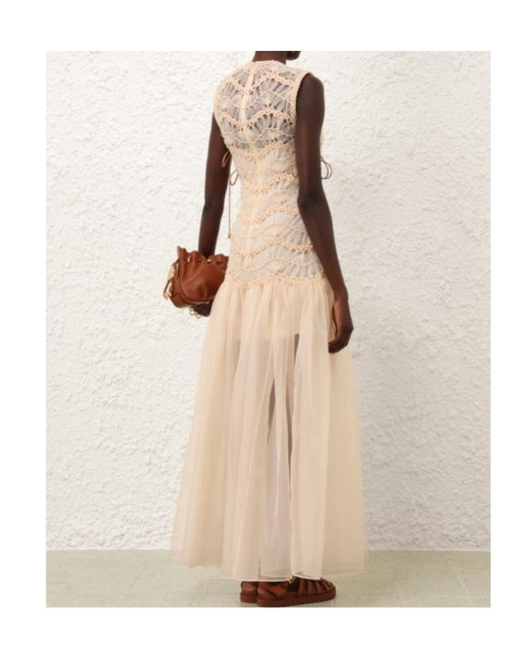 Zimmermann Natural Illuminate Macrame Maxi Dress