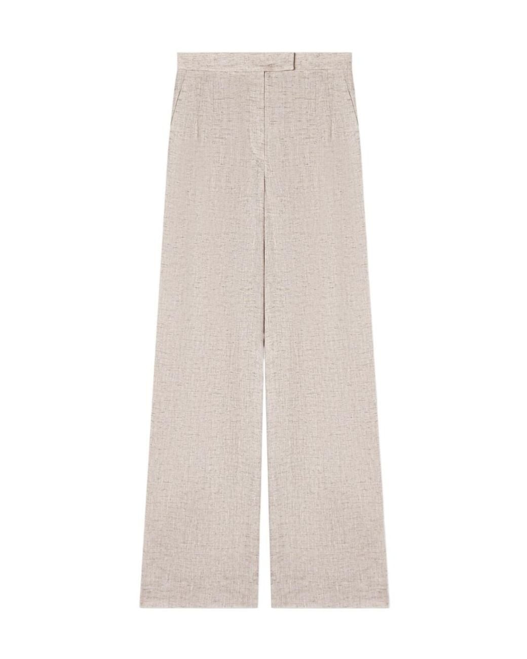 Emporio Armani White High-Waist Straight-Leg Trousers