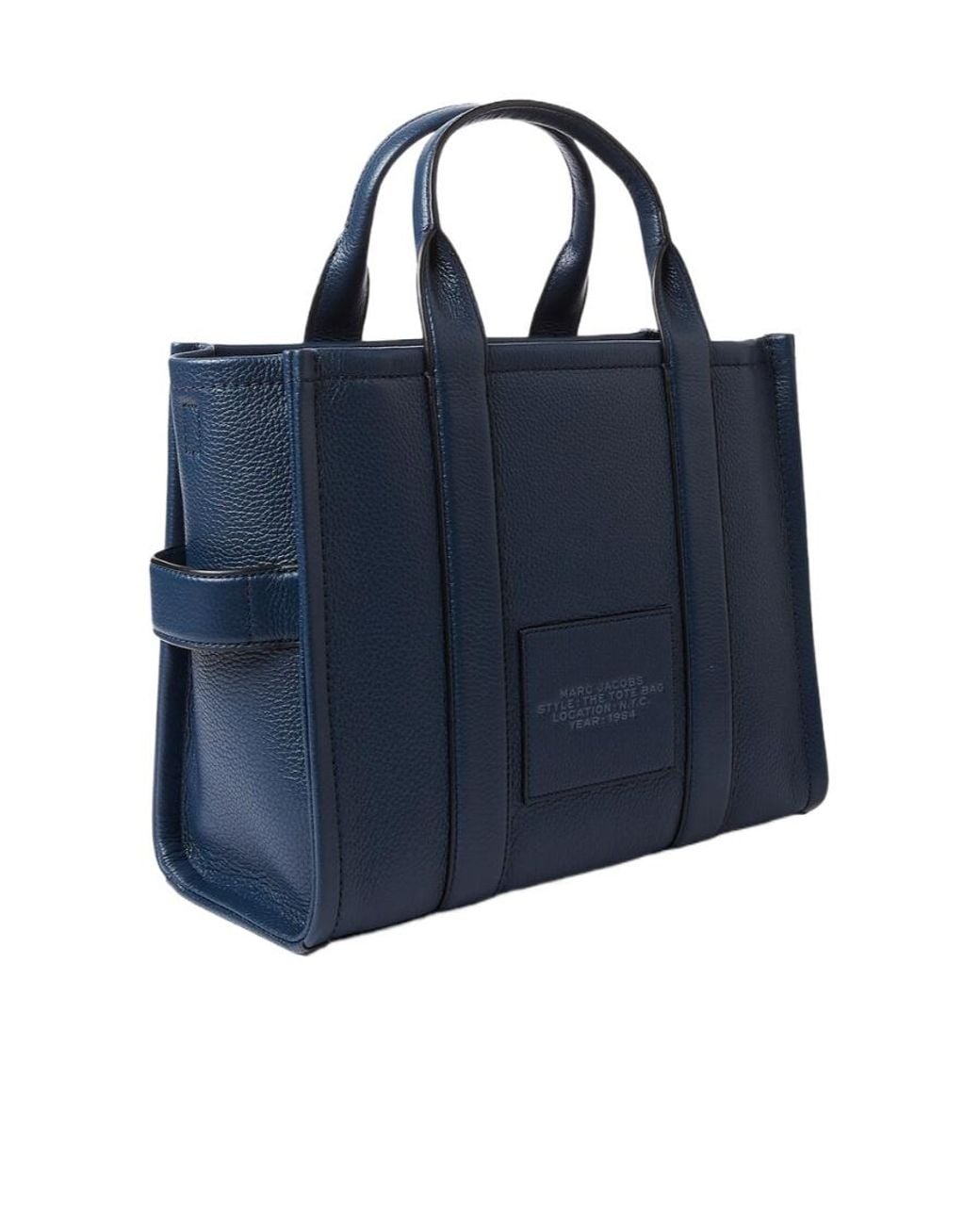 Marc Jacobs Blue The Tote Logo Debossed Medium Tote Bag