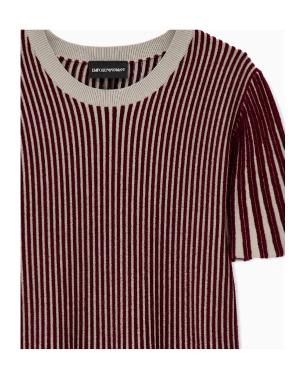 Emporio Armani Brown Striped Short-Sleeve Midi Dress