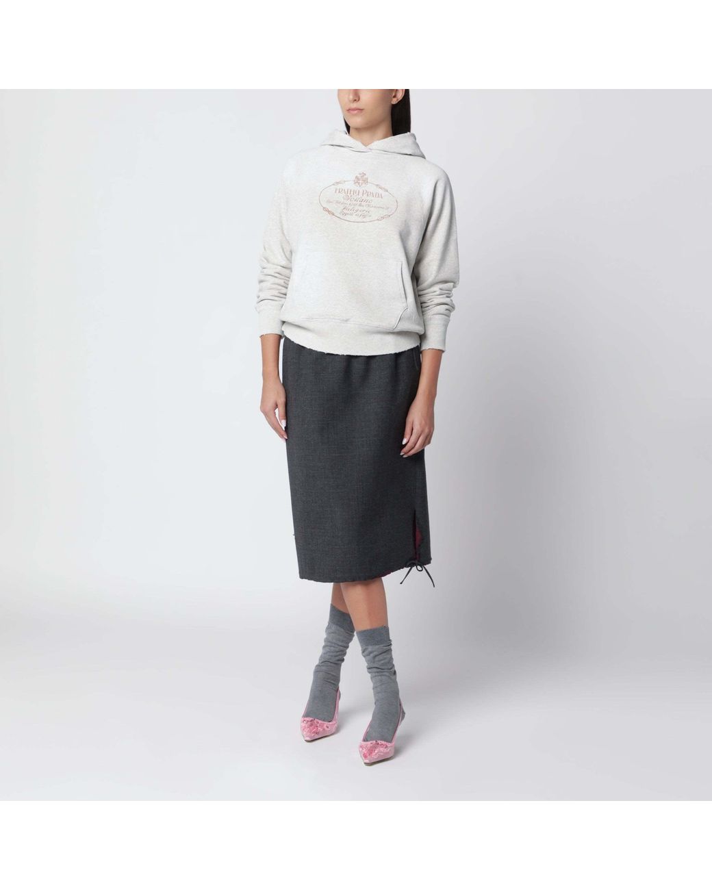 Prada Black Slate/Garnet Midi Skirt