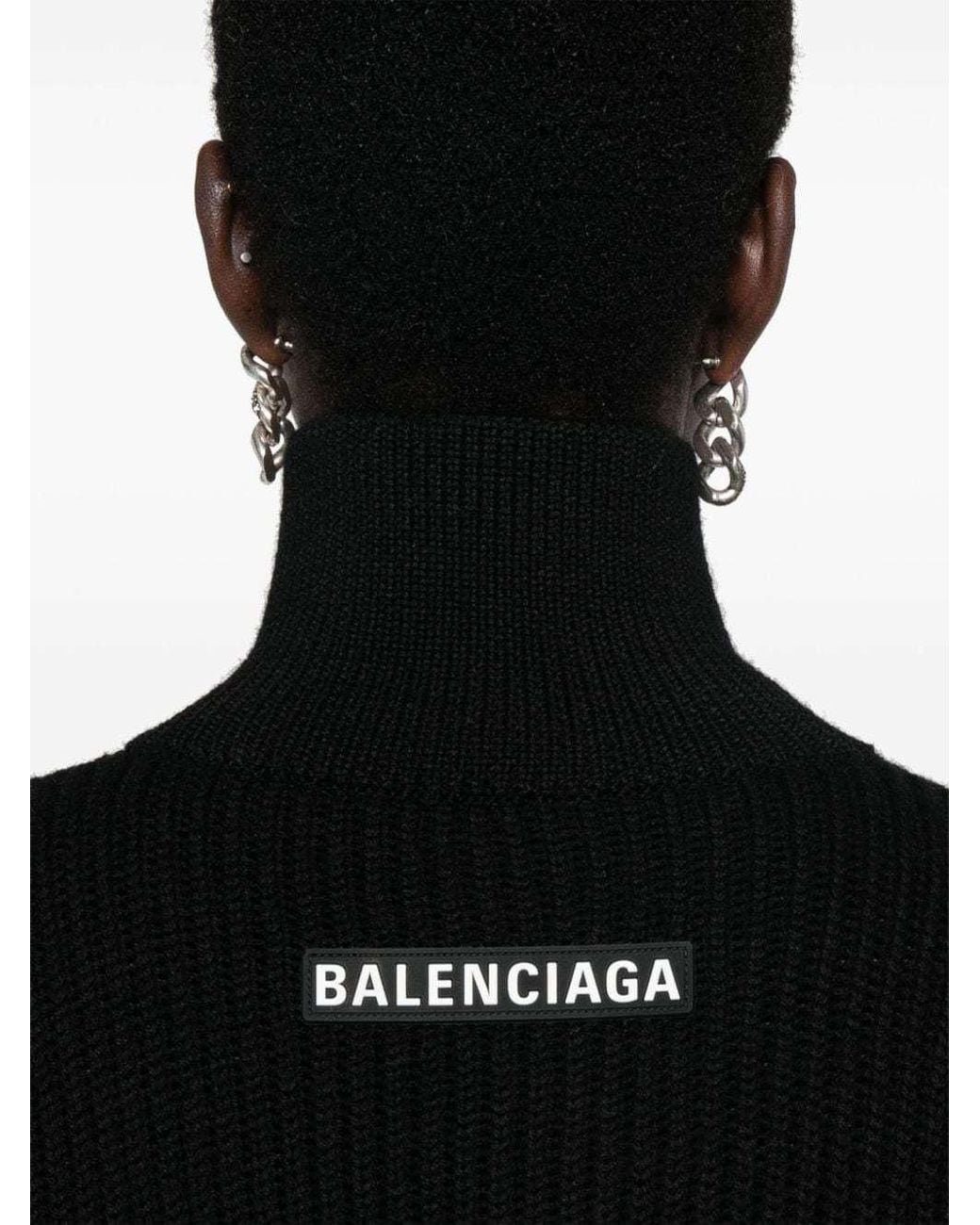 Balenciaga Black Half-Zip High Neck Poncho for men