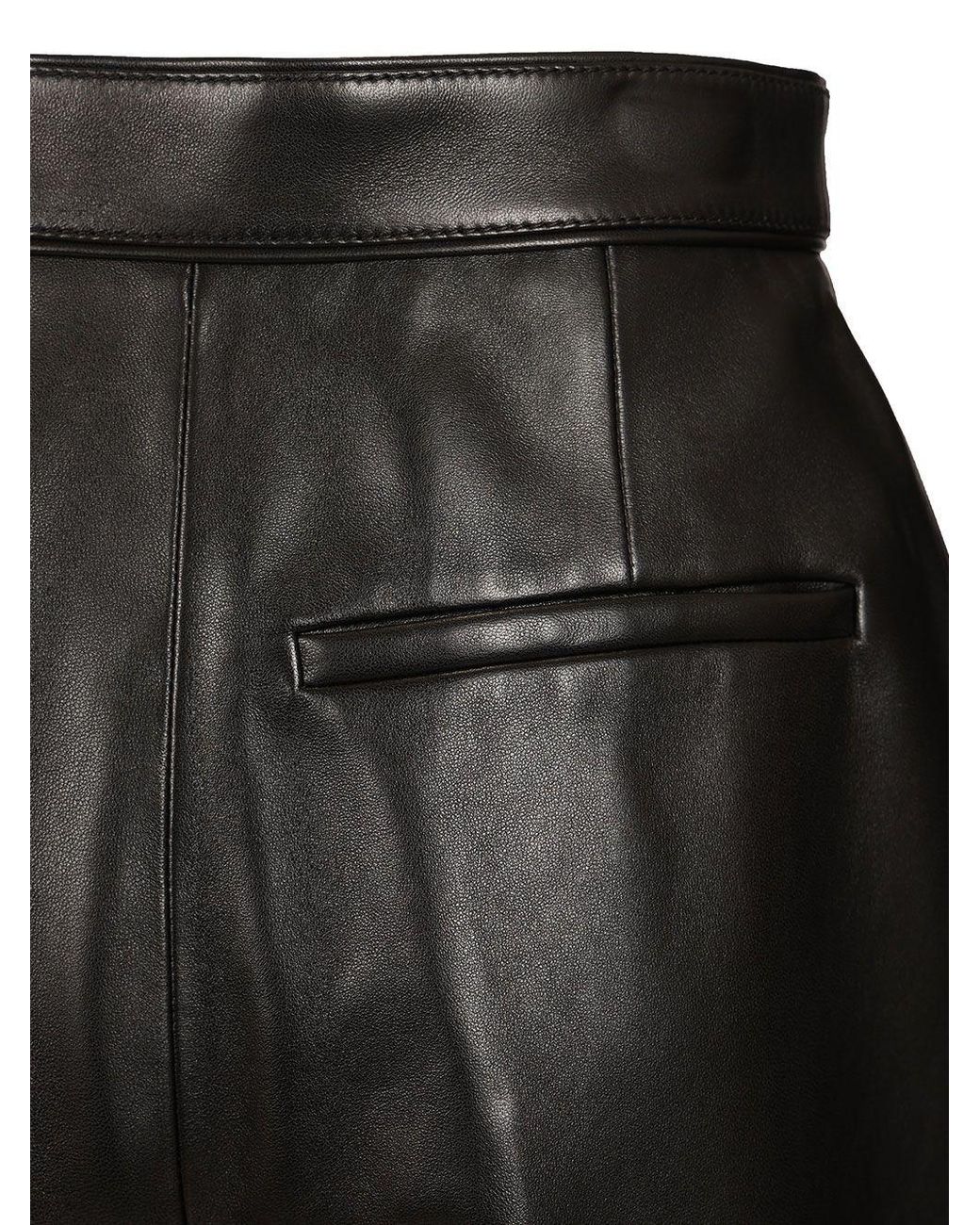 Bottega Veneta Black Shiny Wide-Leg Leather Pants