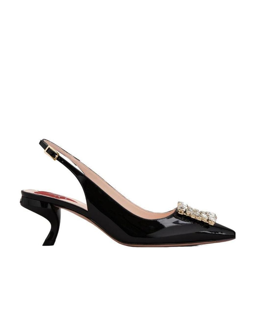 Roger Vivier Black Virgule Buckle Slingback Pumps