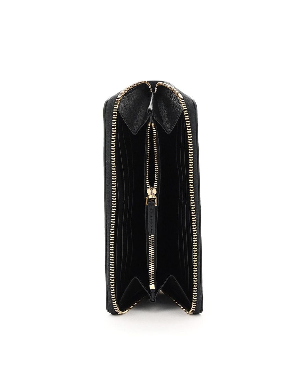Versace Black Logo Detailed Zipped Wallet