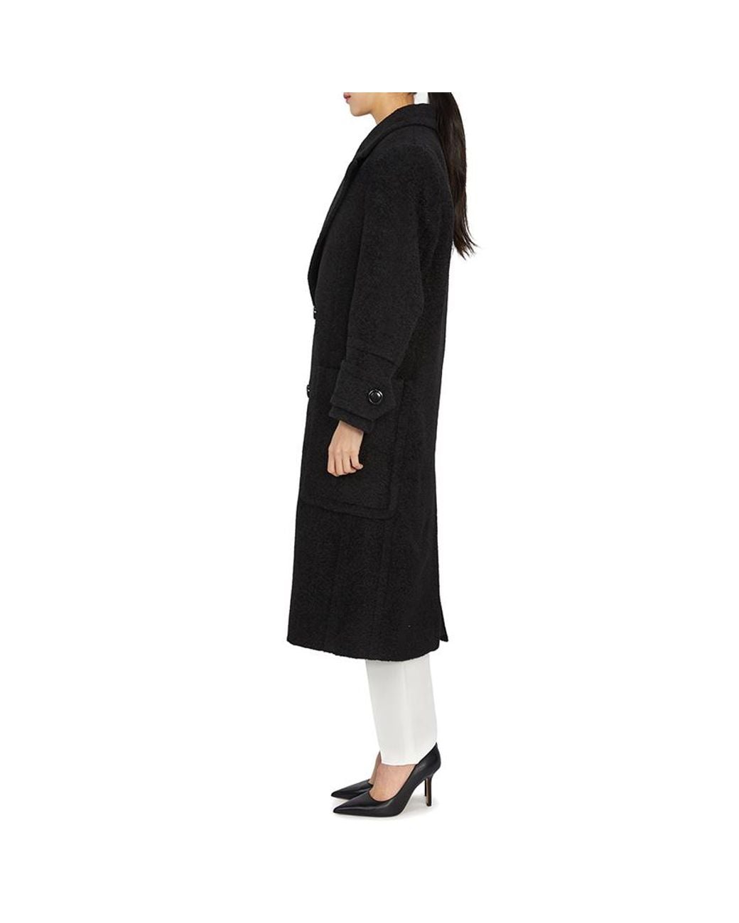 AMI Black Double-Breasted Virgin Wool Overcoat for men