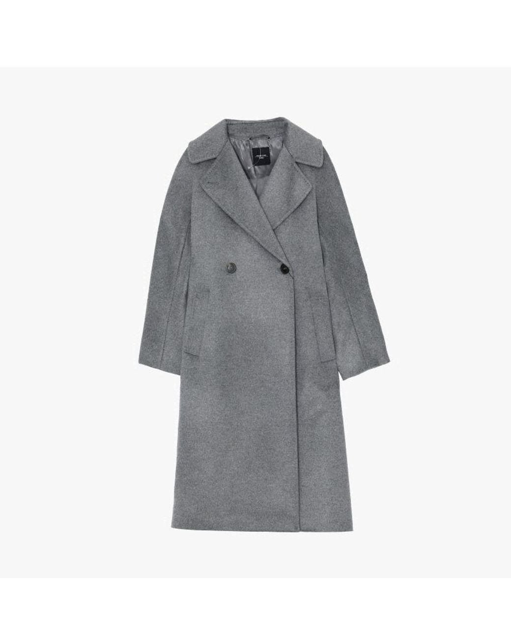 Weekend by Maxmara Gray Double-Breasted Wool Midi Coat