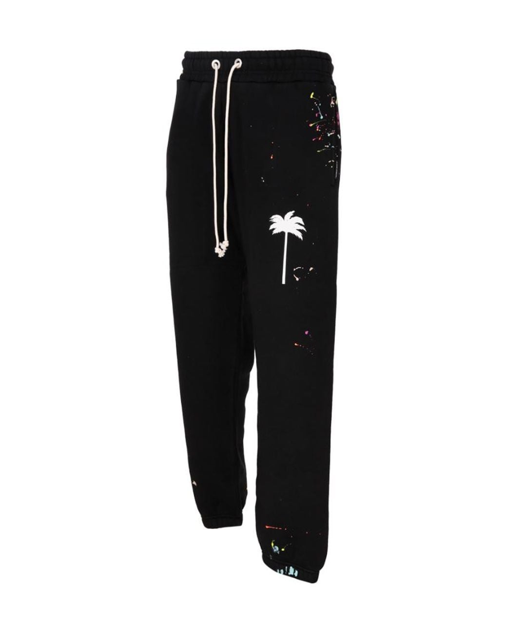 Palm Angels Black Painted Logo Print Track Trousers for men