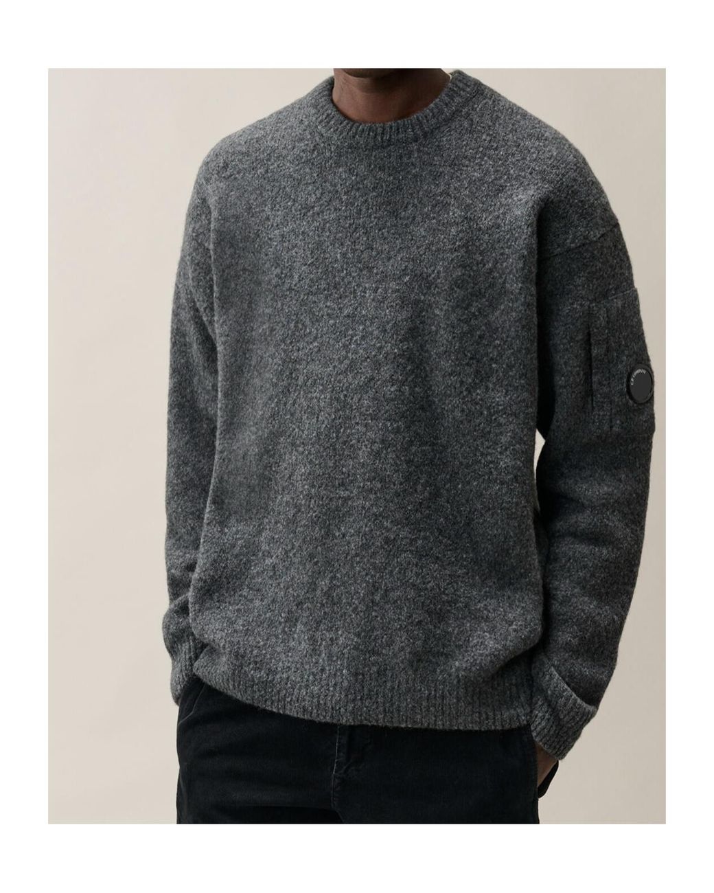 C P Company Gray Crew Neck Sweater for men