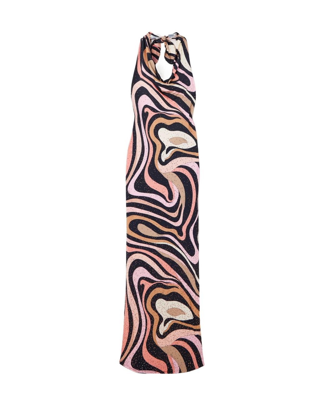 Emilio Pucci White Printed Satin-Jersey Halterneck Maxi Dress