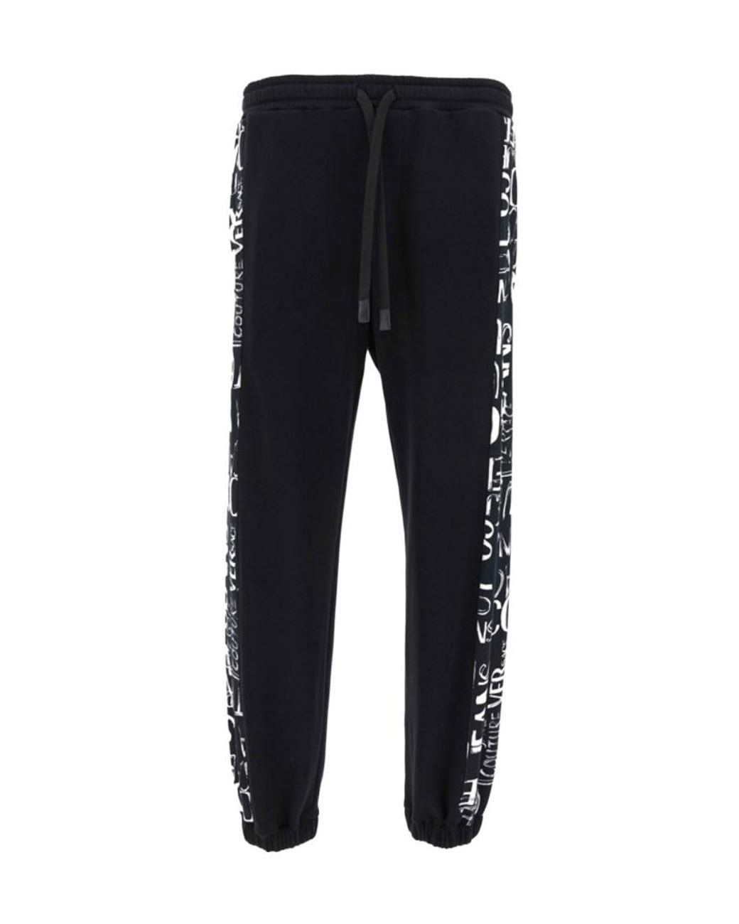 Versace Jeans Black Logo-Print Cotton Track Pant for men
