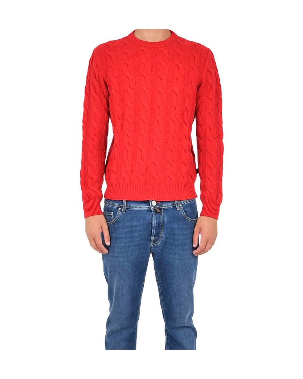 Jacob Cohen Red Long-Sleeved Crewneck Jumper for men