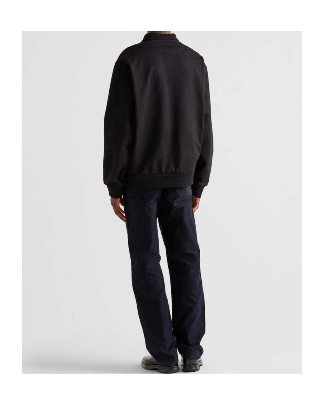 Prada Black Long-Sleeved Cotton Polo Shirt for men